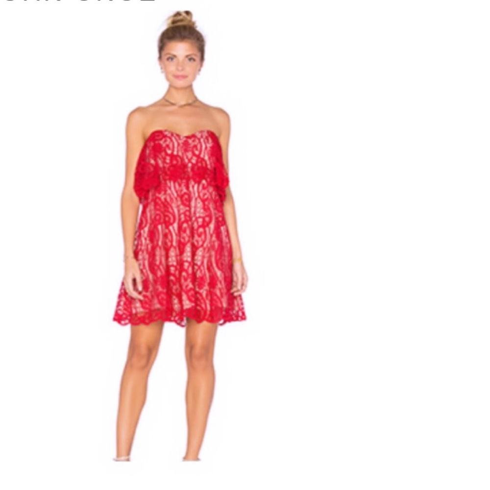 Red lace cocktail dress